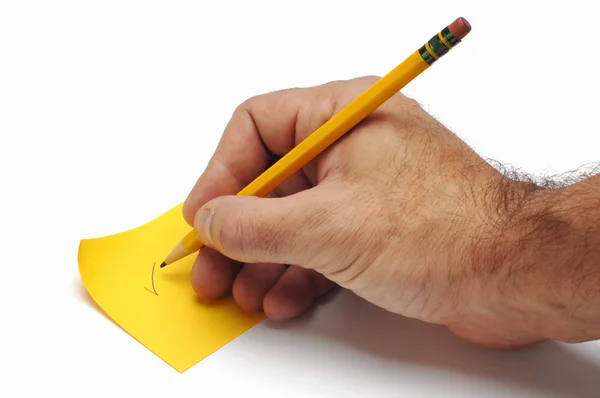 Notepaper and hand — Stock Photo, Image