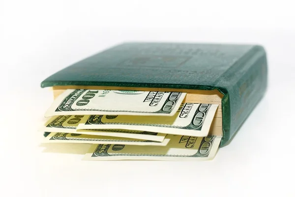 stock image Green money lying in the green book