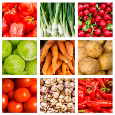 Collage of fresh vegetables clipart