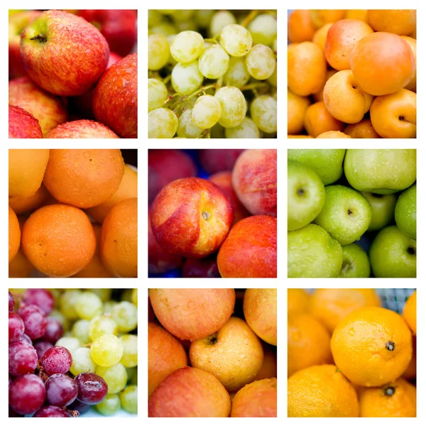Collage aus frischen Früchten — Stockfoto