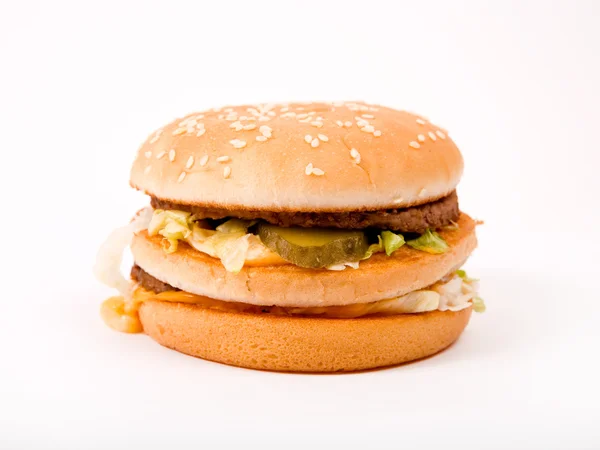 Hamburger auf weißem Hintergrund Stockbild