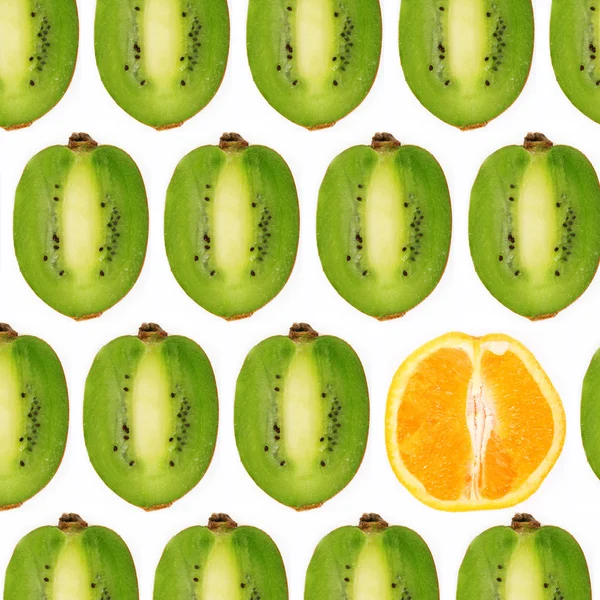 Collage di arancia tagliata e kiwi — Foto Stock
