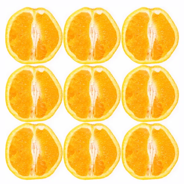 Mitades de naranjas sobre fondo blanco — Foto de Stock