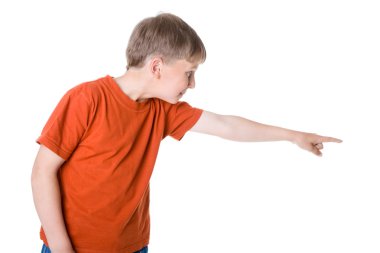 Young boy pointing at clipart