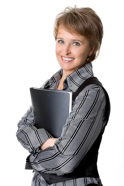 Η γυναίκα των επιχειρήσεων με ένα φάκελο για pap Εικόνα Αρχείου