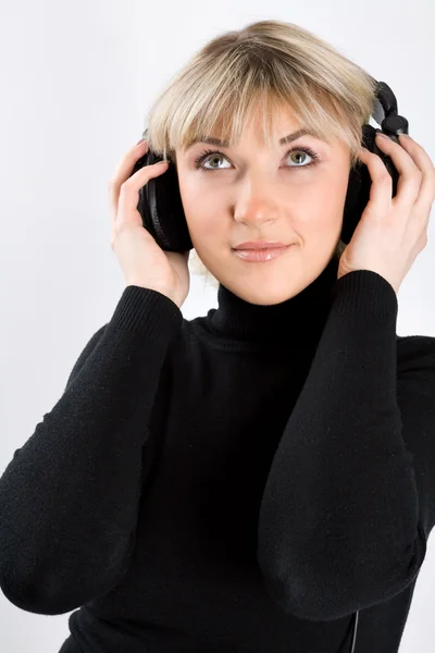 Close-up of a girl with headphones — Stock Photo, Image