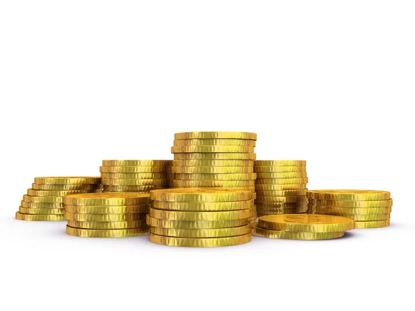 Gouden munten geïsoleerd op wit — Stockfoto