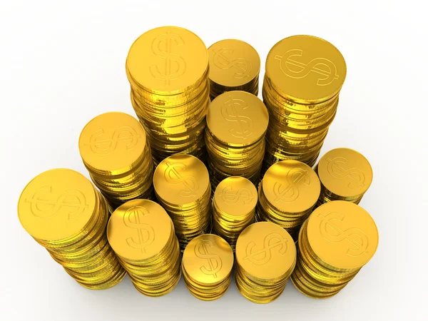 Rouleaus of golden coins — Stock Photo, Image