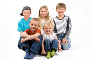 The group of five children clipart