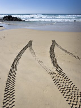 Tyre tracks on beach clipart