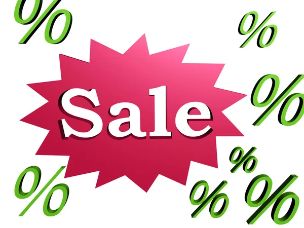 3D prodej a procenta příznaky — Stock fotografie