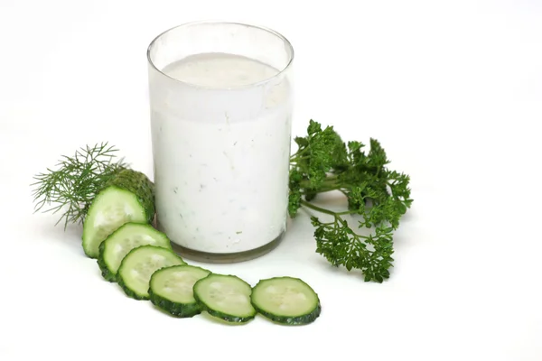 Kefir with cucumber, parsley and fennel — Stock Photo, Image