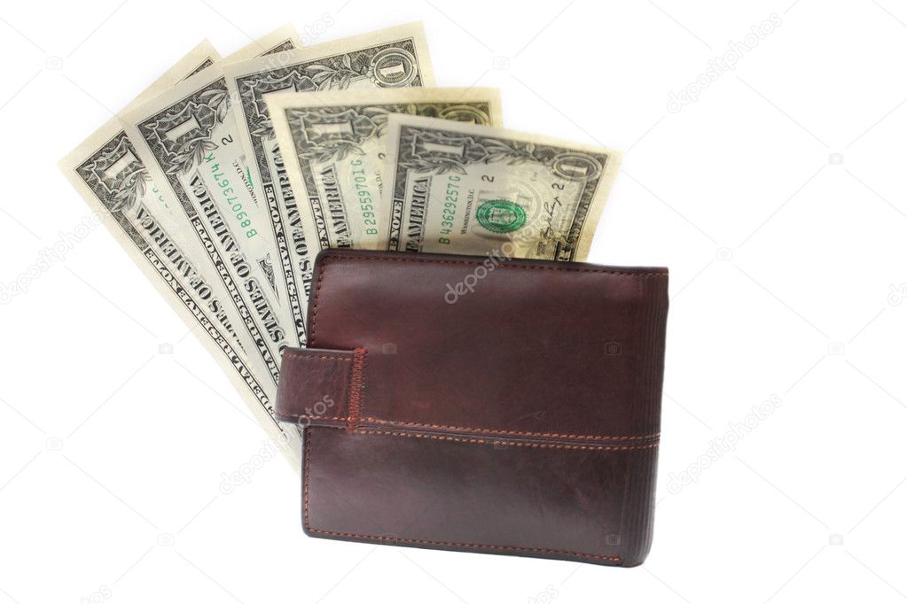 Last five dollars in leather purse