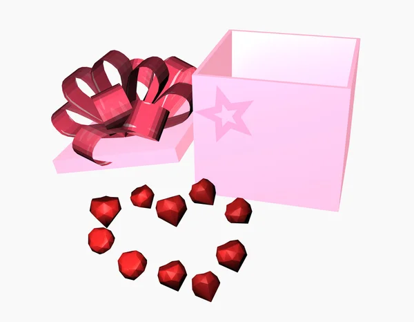 Caja de regalo rosa con corazón de joya —  Fotos de Stock