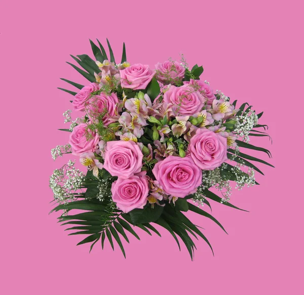Elf rosa Rosen in einem Strauß — Stockfoto