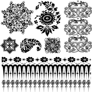 Oriental patterns silhouettes clipart