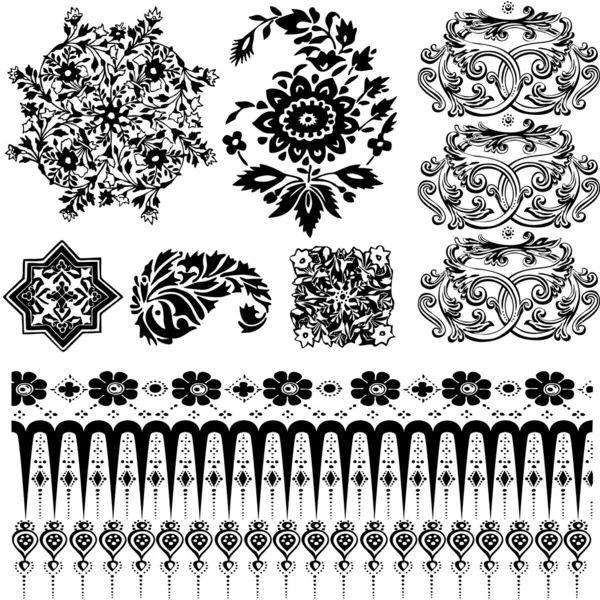 Oriental patterns silhouettes — Stock Vector