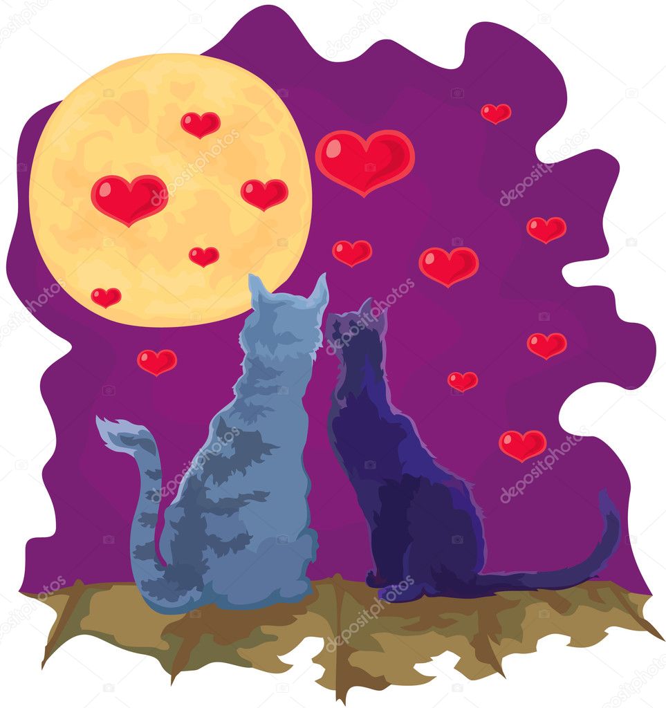 Two cats in love icon vector illustration, Stock vector