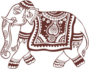 Indian domestic elephant design clipart