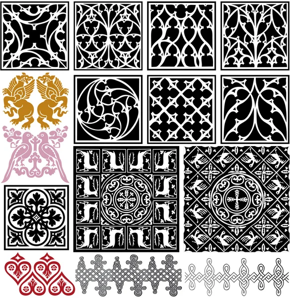 Средневековый набор шаблонов — стоковый вектор