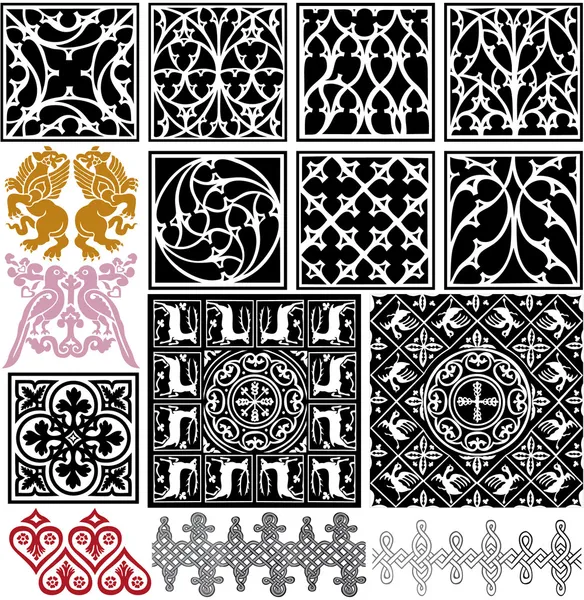 Paquete patrones medievales — Archivo Imágenes Vectoriales