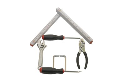 House from building tools isolated on wh clipart