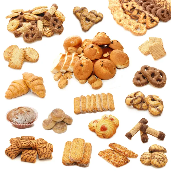 Collage da biscotti isolati su bianco b — Foto Stock