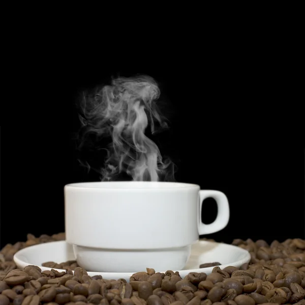 从对咖啡粒咖啡杯子 — 图库照片