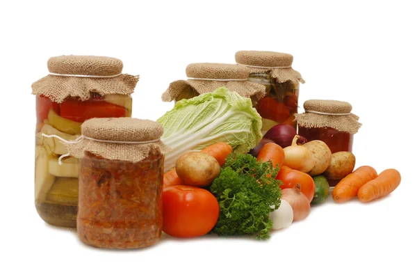 Fresh and tinned vegetables — Stock Photo, Image