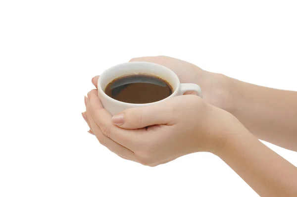 Kubek z kawa w ręce — Zdjęcie stockowe