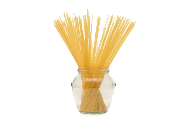 Spaghetti in a glass jar — Stock Photo, Image
