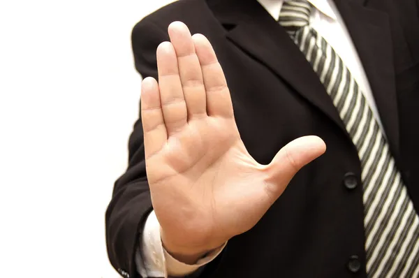 Mannen hand signalering stop — Stockfoto