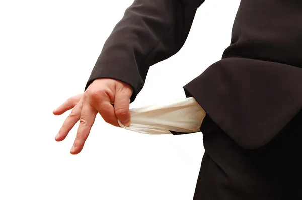 Business man with empty pocket — Stock Photo, Image
