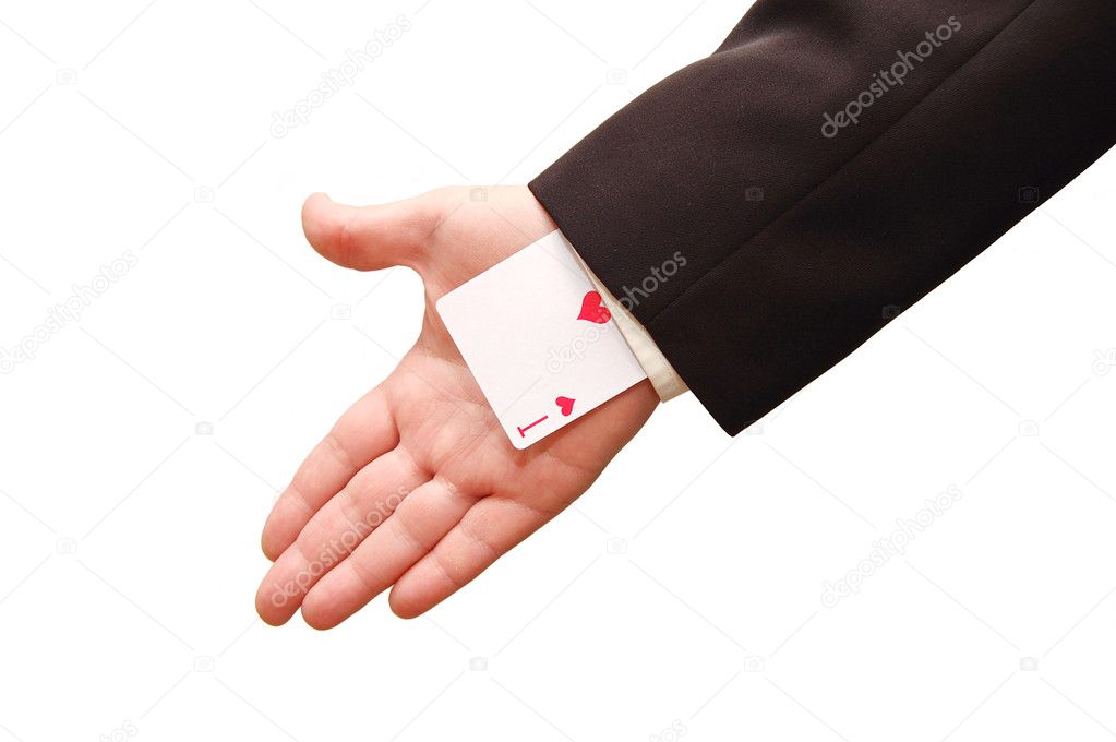 Ace card held by business man