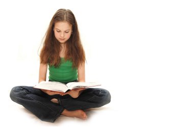 Young girl the teenager reads books clipart