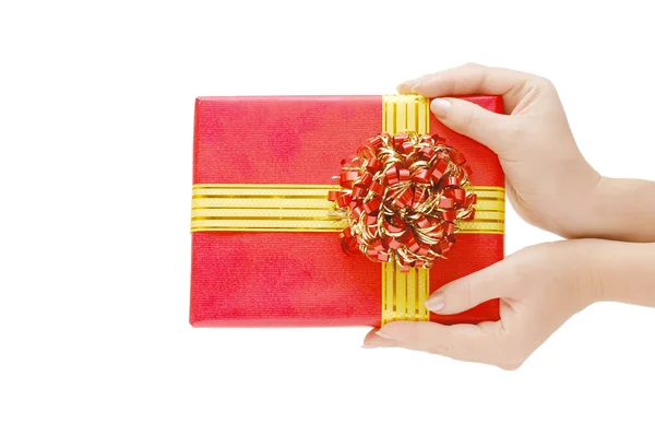 Box with a gift in a hand — Stock Photo, Image