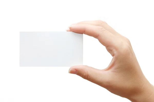 Бумажная карточка в руке женщины — стоковое фото