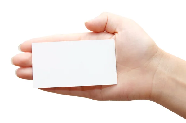 Presentación de una tarjeta de visita en mano — Foto de Stock