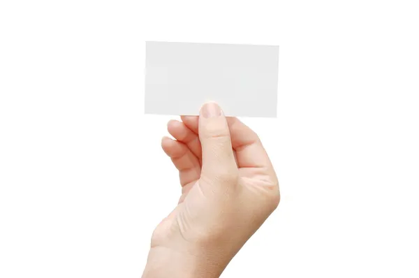 Apresentando um cartão de visita na mão — Fotografia de Stock