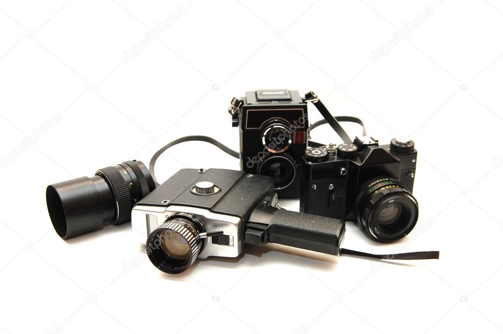 Set of old cameras