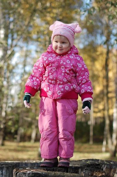 小女孩在公园的林秋 — 图库照片