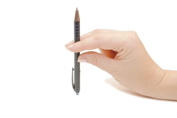 Pen in vrouw hand — Stockfoto
