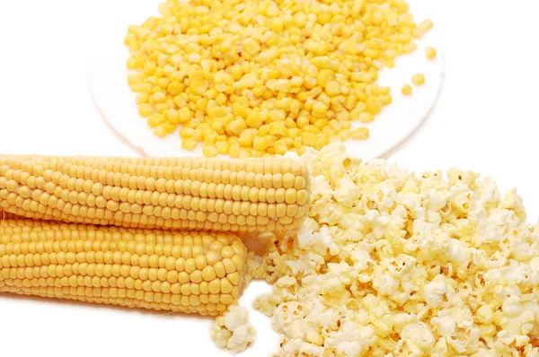 Świeżego zboża, kukurydzy oraz popcornu — Zdjęcie stockowe