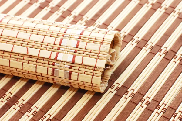 Closeup bambusová rohož pozadí — Stock fotografie
