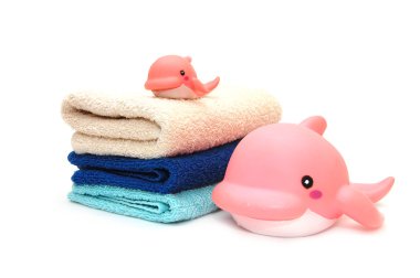 The combined colour towels with a toy clipart