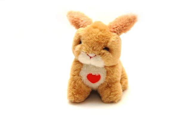 Juguete un conejo con el corazón en frente —  Fotos de Stock