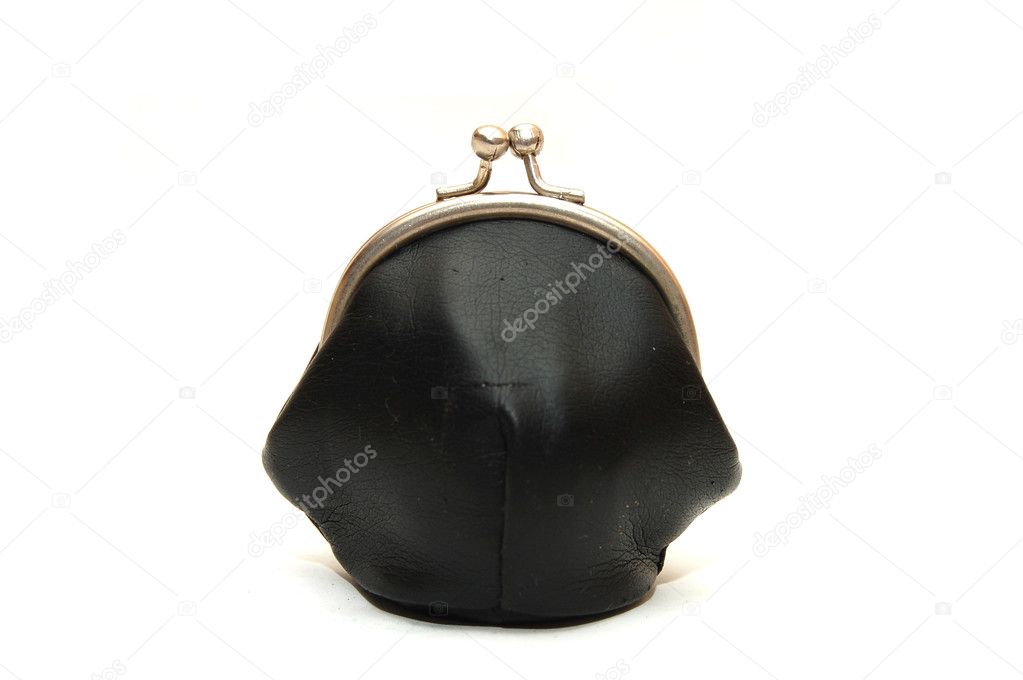 One old purse on a white background