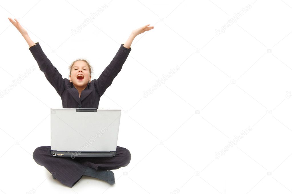 Casual success girl on a laptop