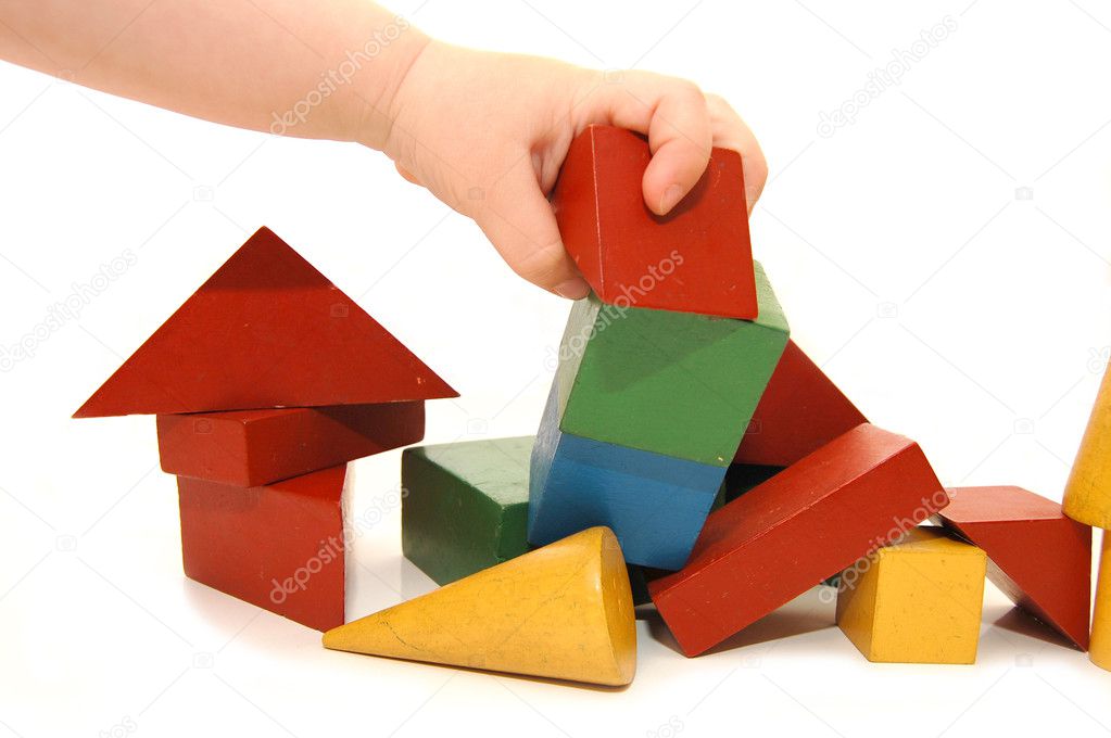 Children hand has destroyed construction