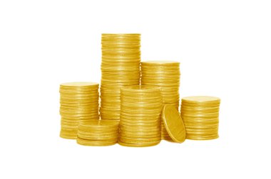 Golden coins isolated on white clipart